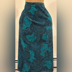 Susan Graver Teal and Black Paisley Maxi Skirt